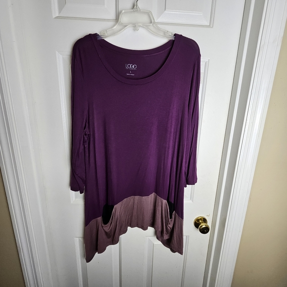 Tops - LOGO by Lori  Goldstein Women Two Tone Color Tunic Size Large